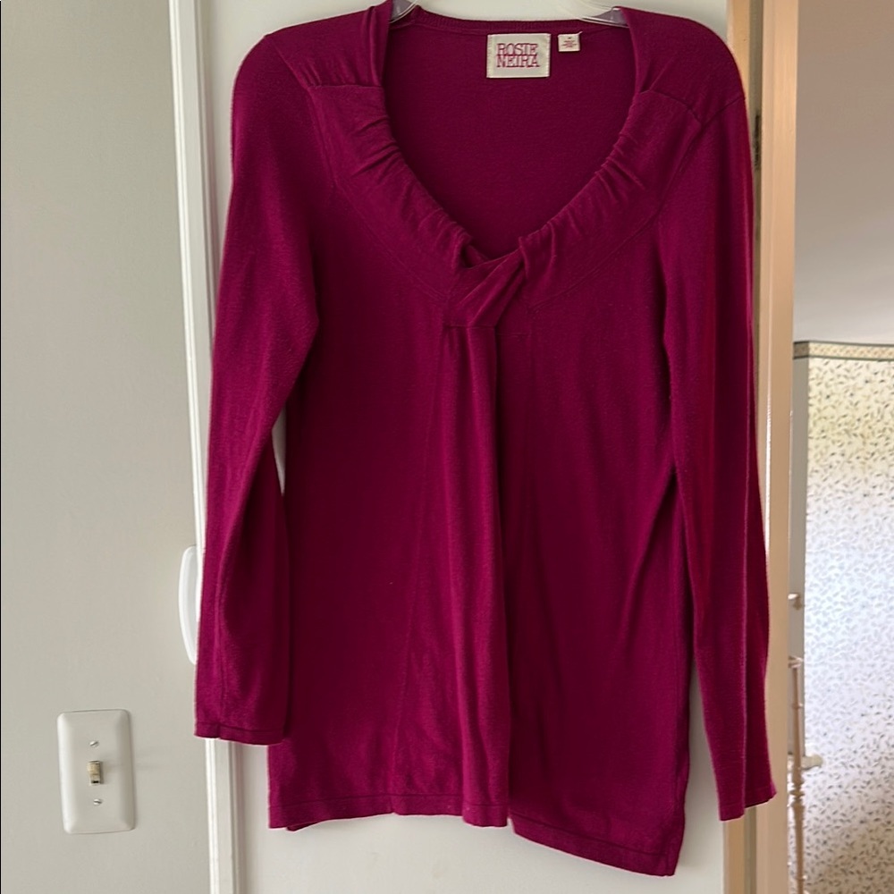 Anthropologie Dark Pink Sweater with Relaxed Fit